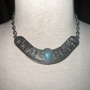 Turquoise Silver Statement Necklace